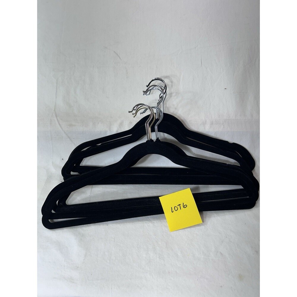 12 Black Velvet Flocked Non Slip Clothes Hangers Standard Size Slim Closet LOT#6